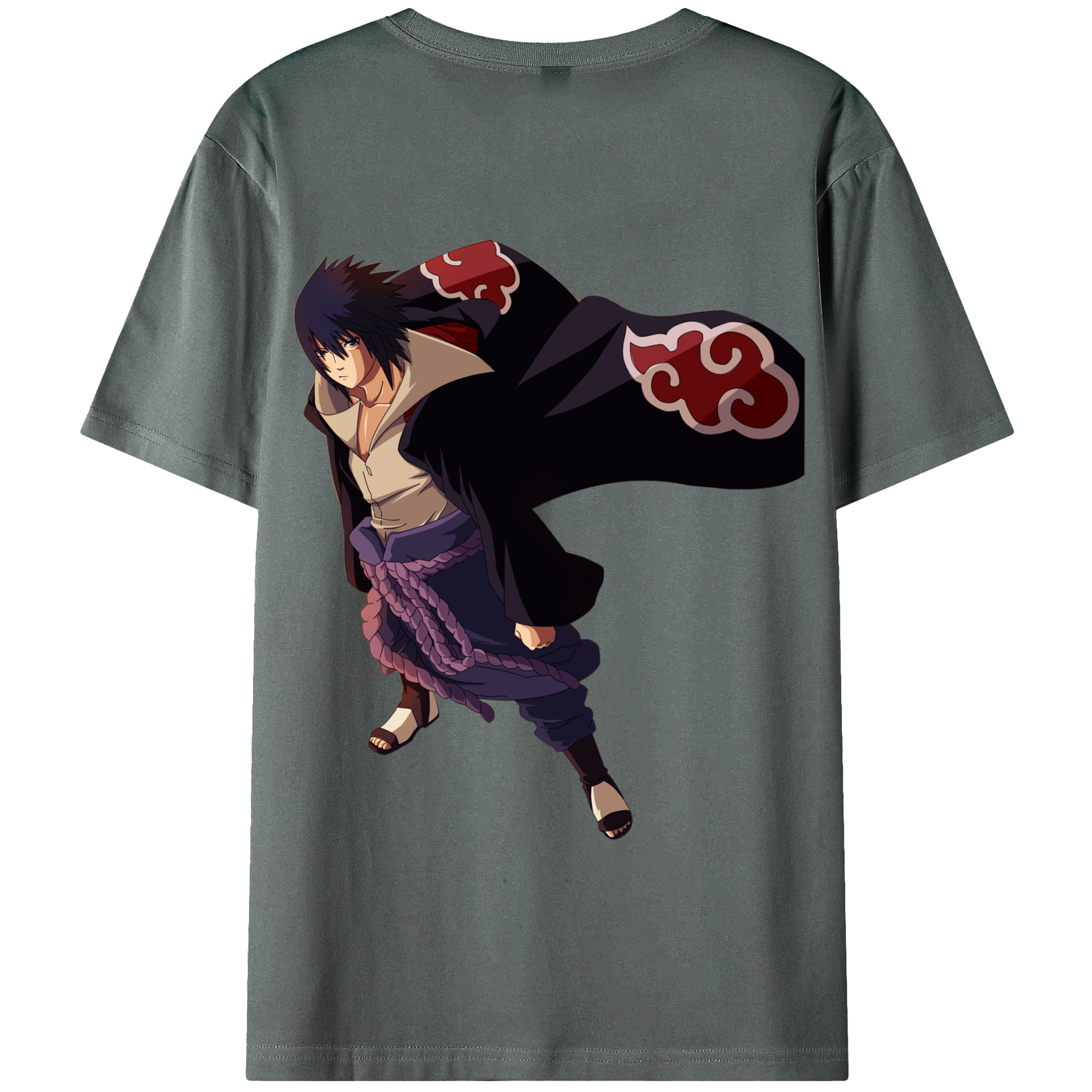 （画像用） NARUTO -ナルト- うちは サスケ Uchiha Sasuke 綿100％ メンズ半袖Tシャツ（バックプリント） 通気性